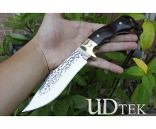 Hunter forged steel ebony handle hunting straight knife UD405455
